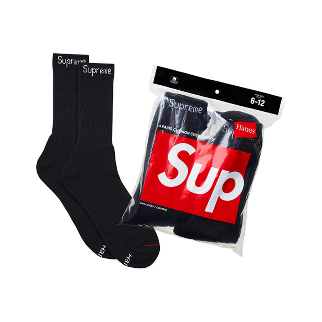 Hype Store Canada / Supreme Hanes Crew Socks (4 Pack) Black 