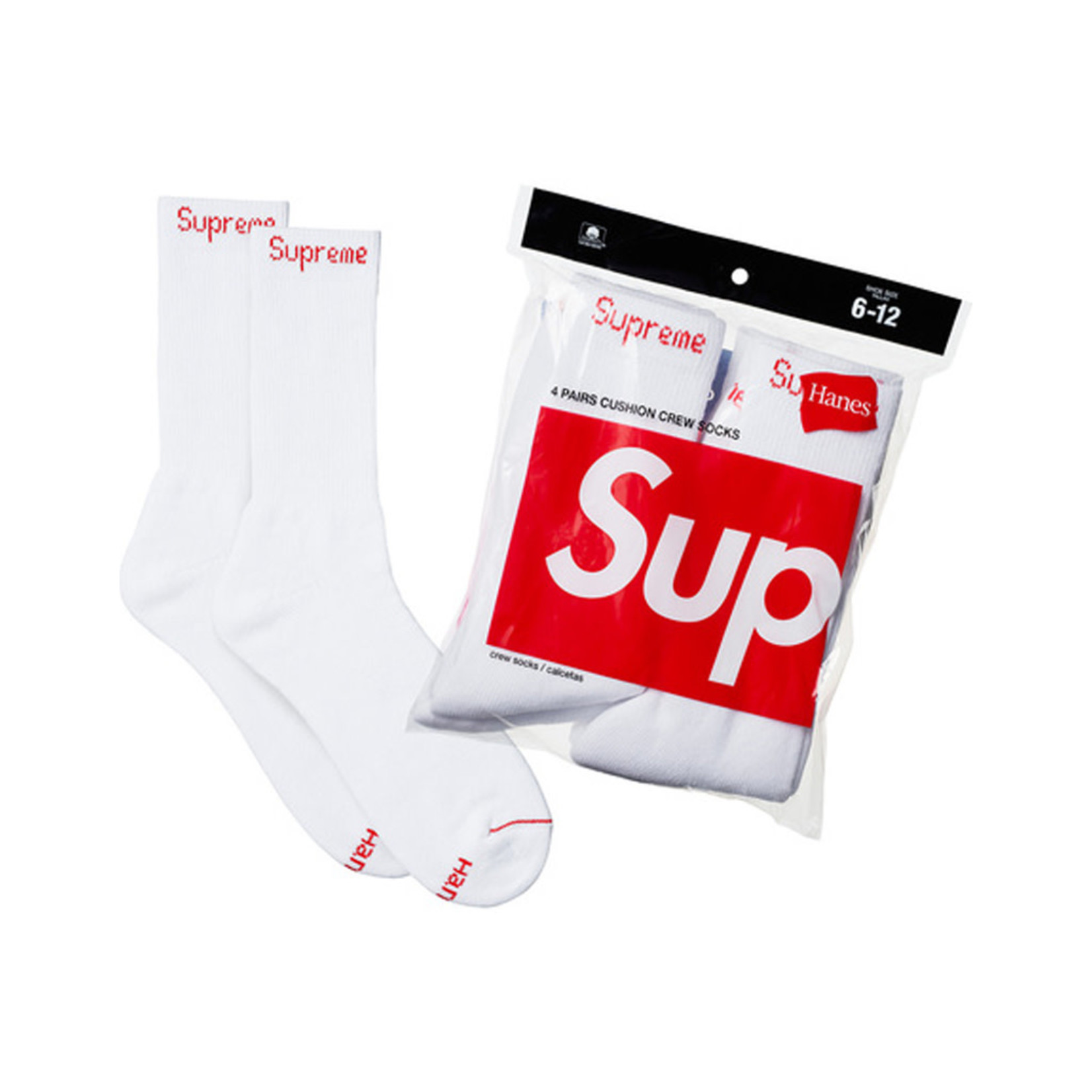 Supreme Supreme Hanes Crew Socks (4 Pack) White