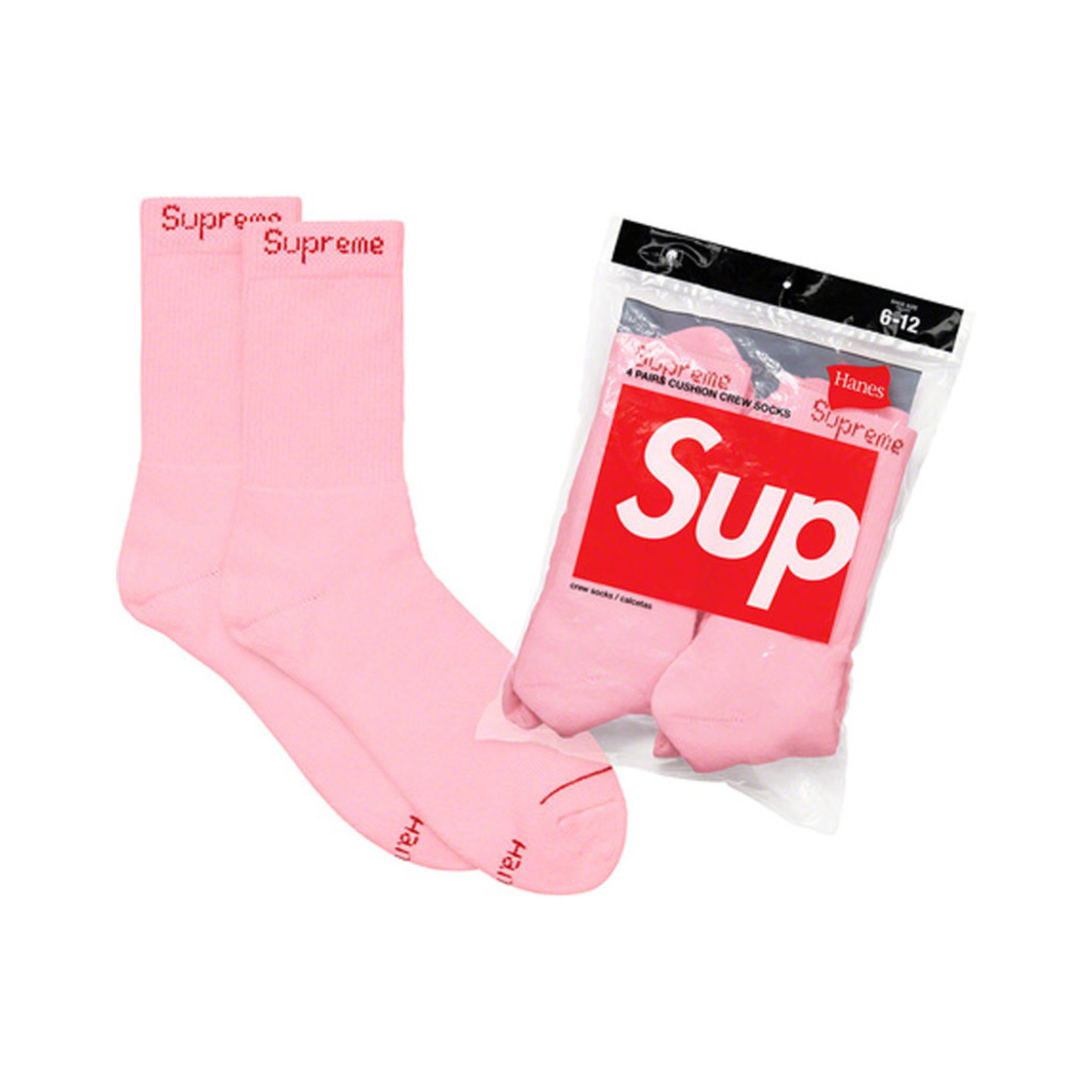 Supreme Supreme Hanes Crew Socks (4 Pack) Pink