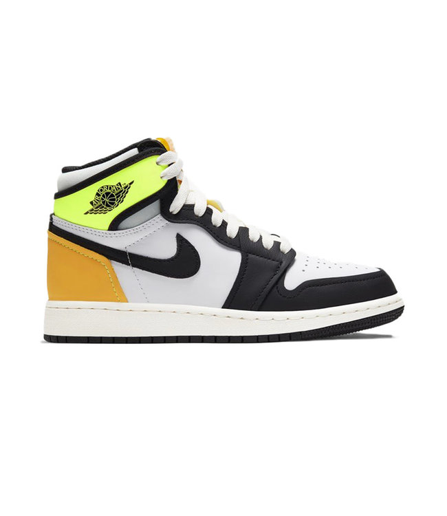 Jordan 1 Retro High White Black Volt University Gold (GS)