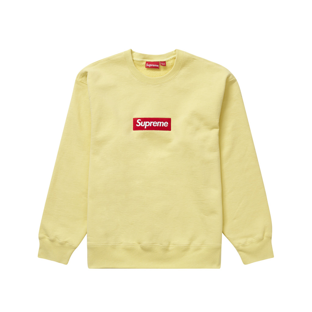 Hype Store / Supreme Box Logo Crewneck (FW22) Pale Yellow