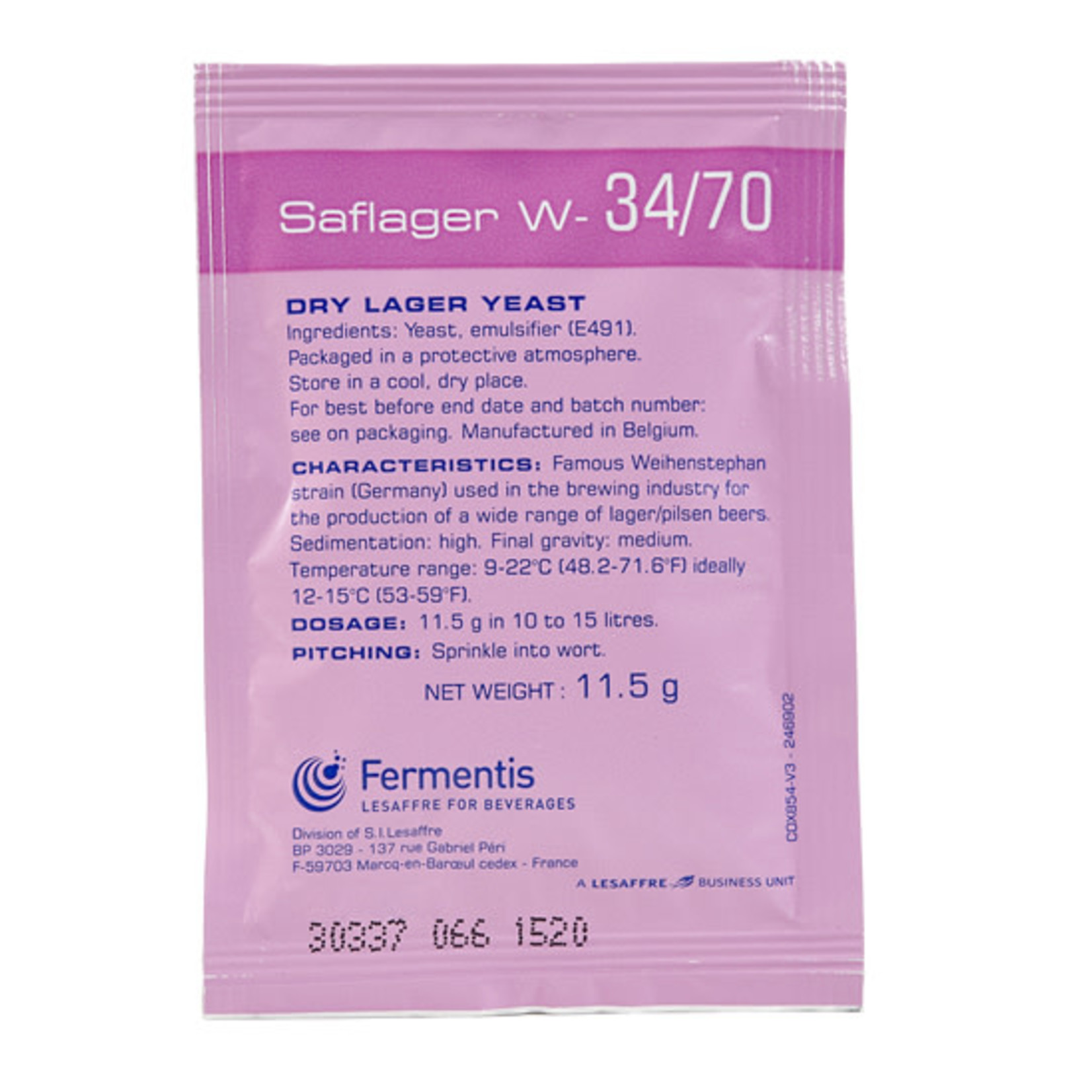 Fermentis SafLager™ W‑34/70  Dry Yeast 11.5 Grams
