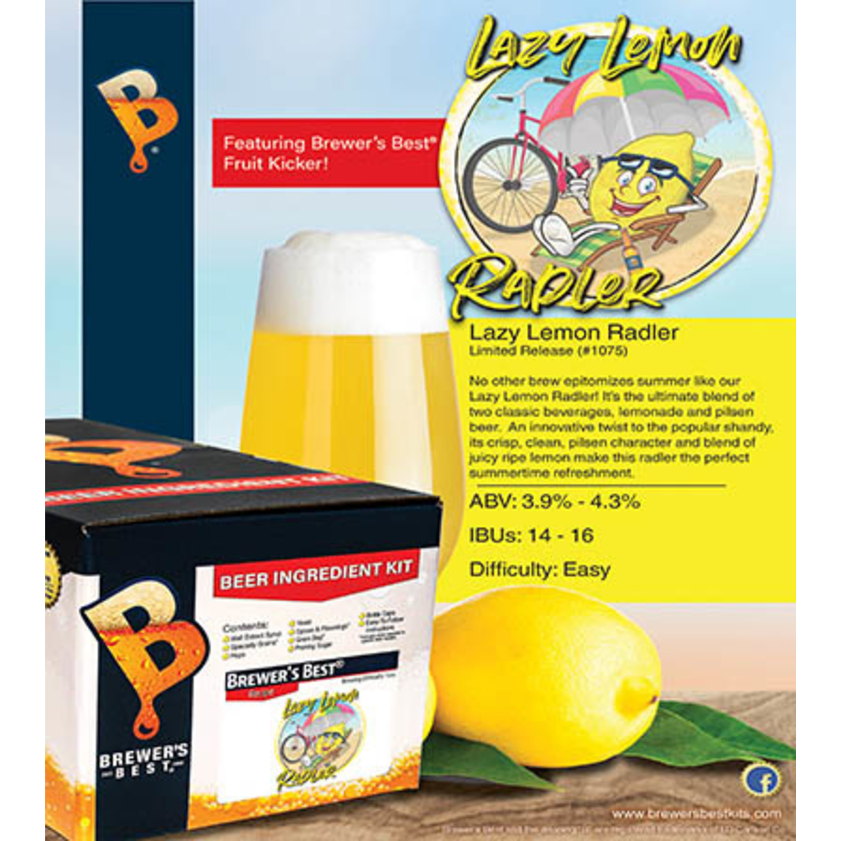 Brewer’s Best® Lazy Lemon Radler 5 Gal Beer Kit