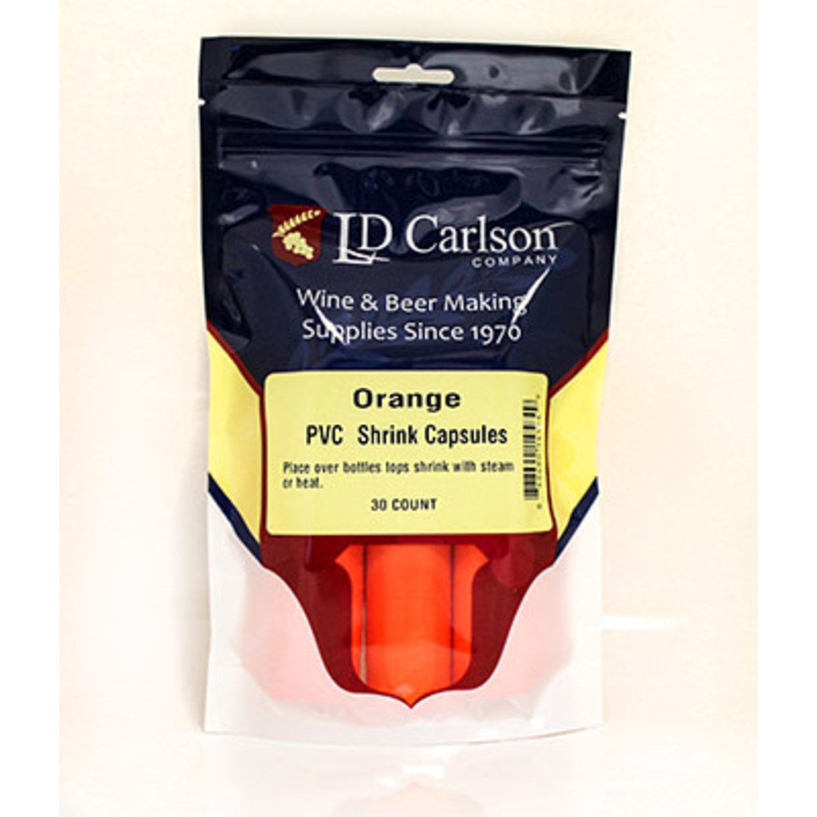 Orange PVC Shrink Caps 30 Count