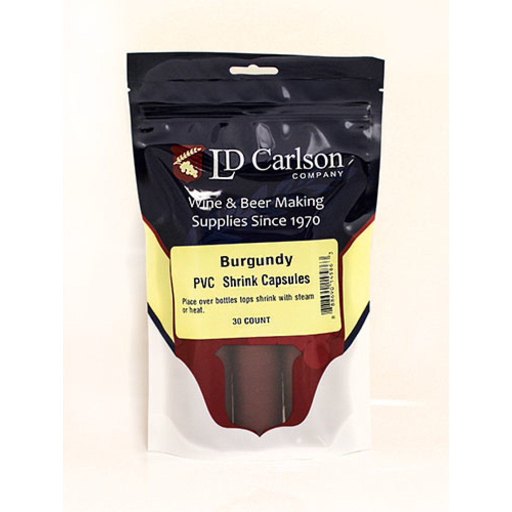 Burgundy PVC Shrink Caps 30 Count