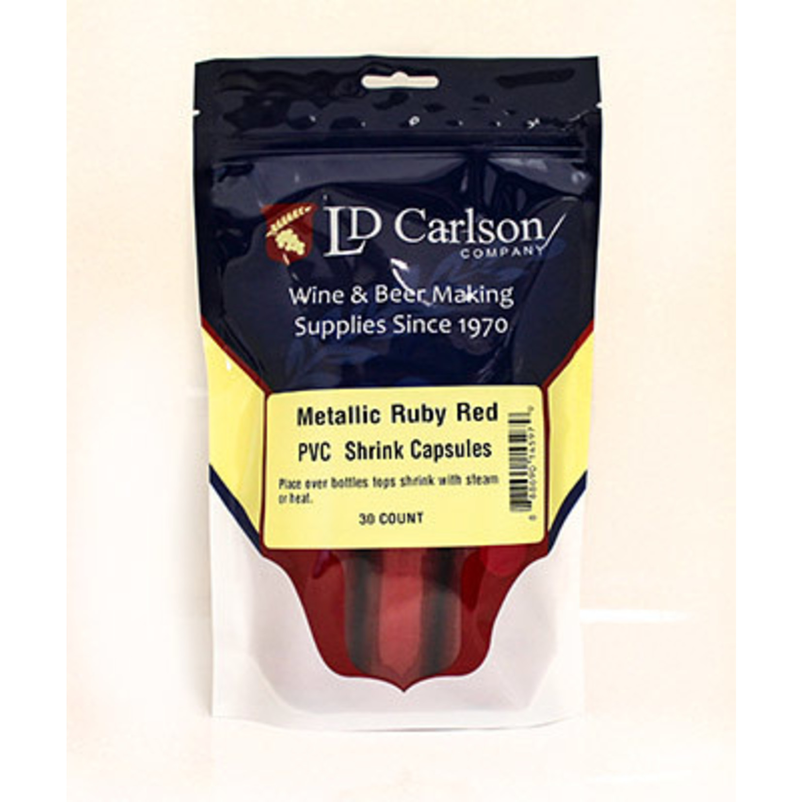 Metallic Ruby Red PVC Shrink Caps 30 Count