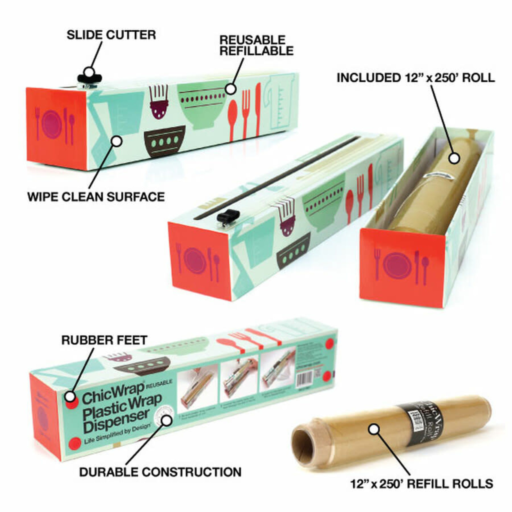 ChicWrap Plastic Wrap & Dispenser - Cook’s Tools