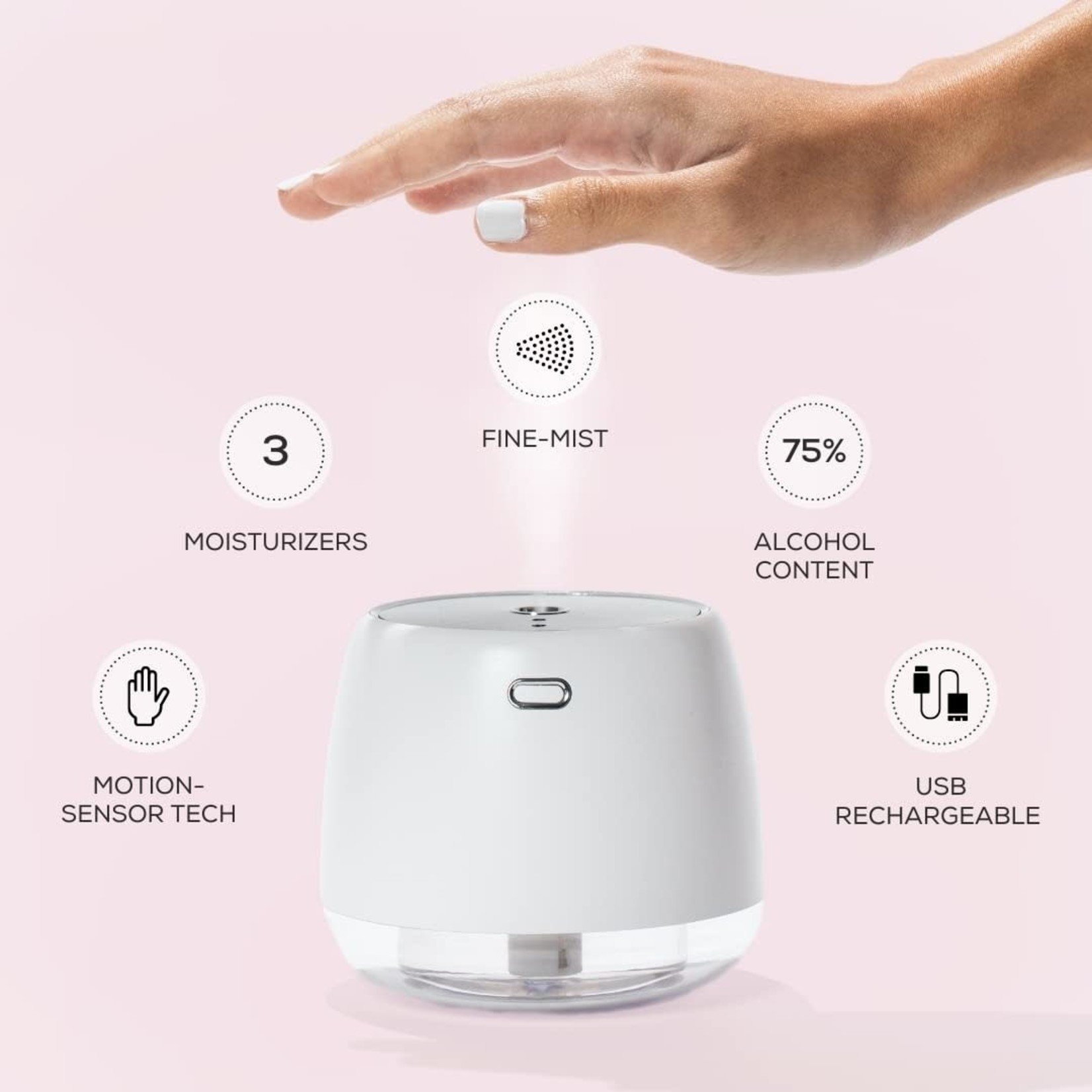 SnappyScreen Touchless Mist Sanitizer - Rooftop Garden Champagne (Pink)