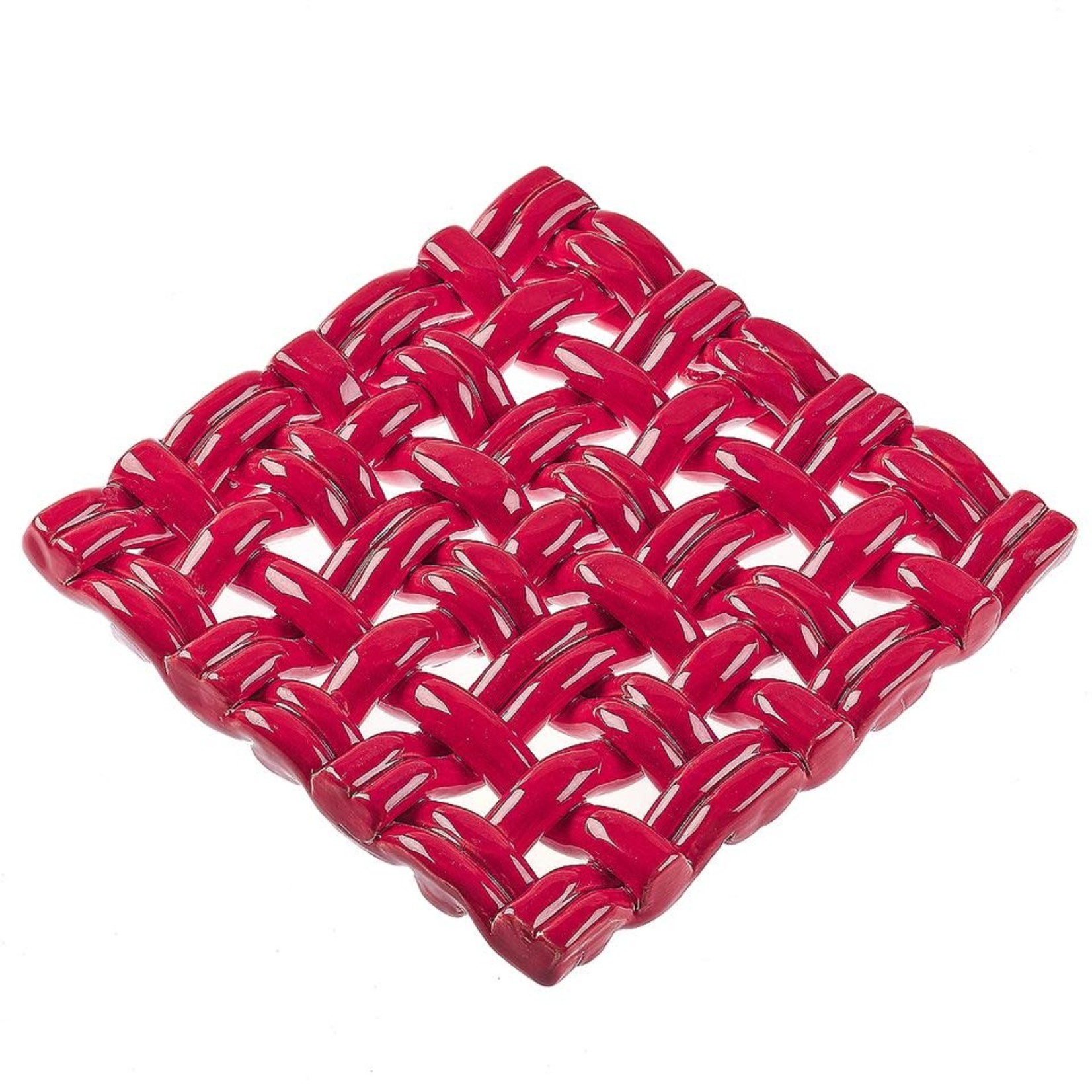 Skyros Designs Hand Woven Square Trivet - Red