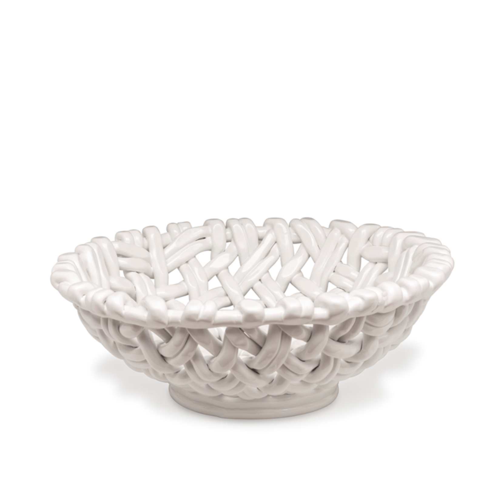 Skyros Designs Hand Woven Round Basket - White