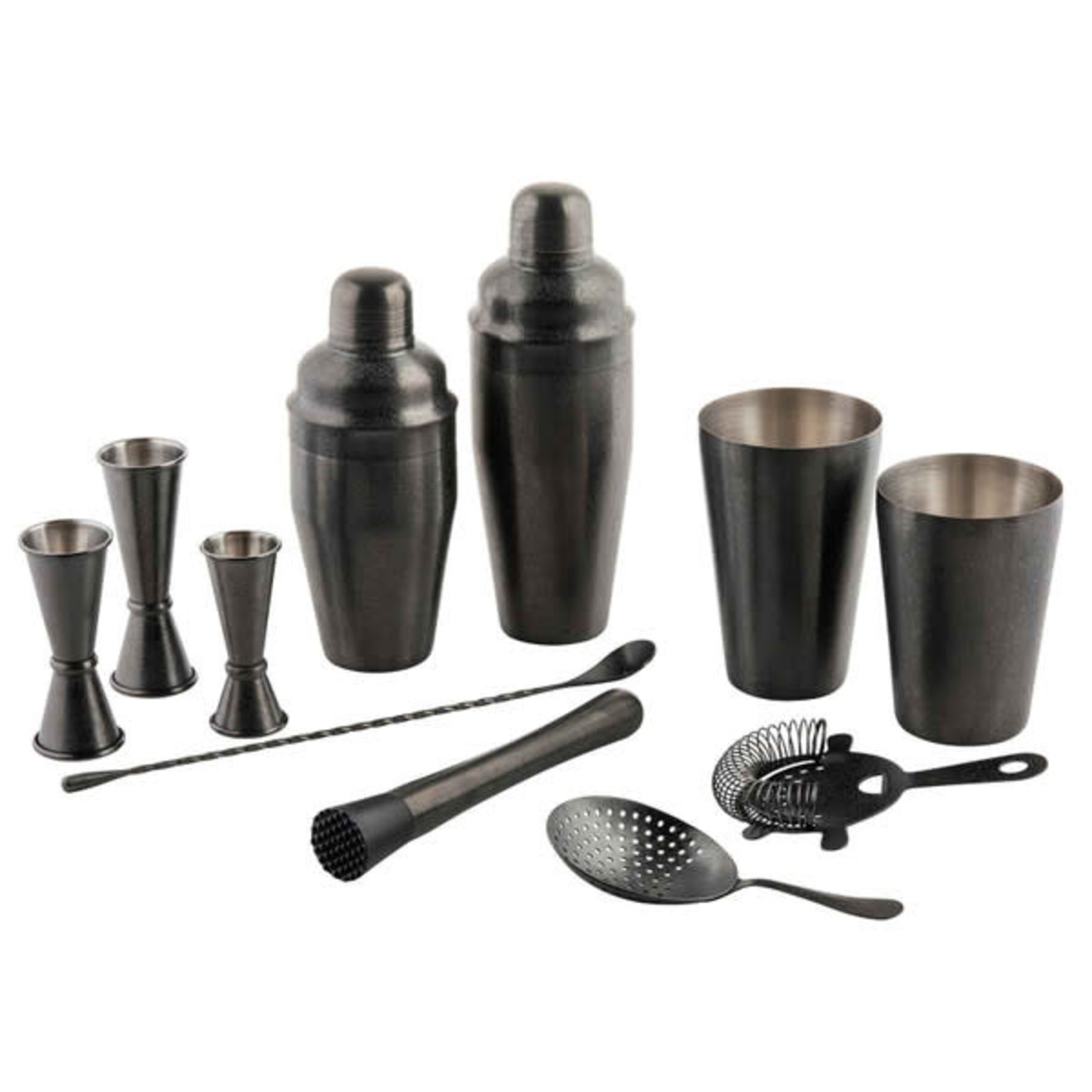 TableCraft 24 oz 3-Piece Cocktail Shaker 18/8 Stainless Steel Black Acid Etched 3.25 x 3.25 x 10"
