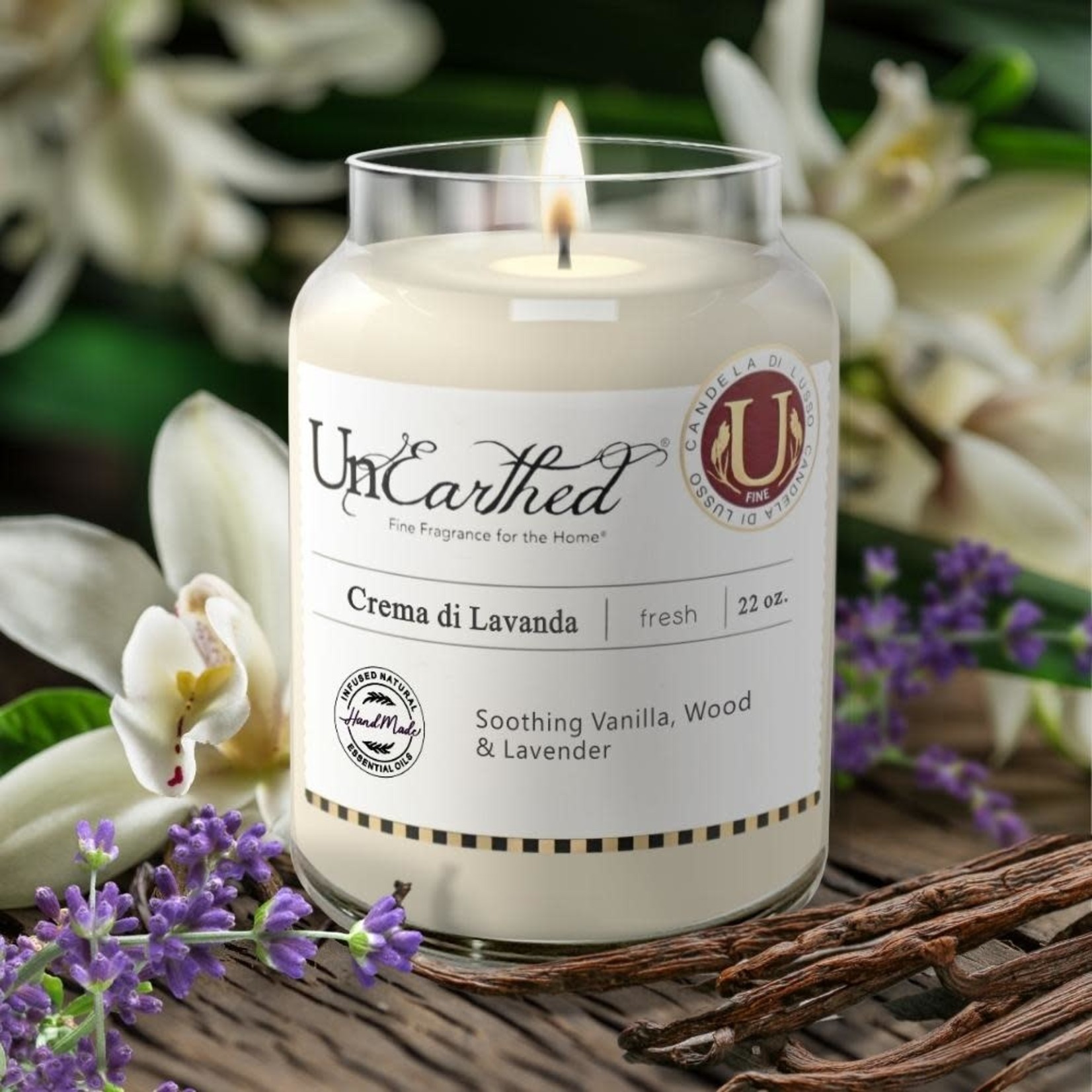 UnEarthed Candle 22oz Crema di Lavanda The Fancy Frog Boutique