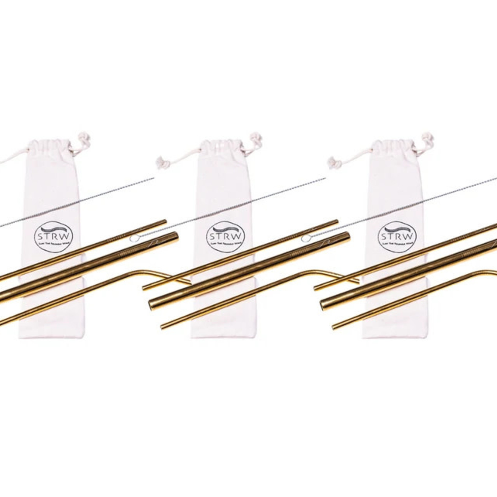 STRW Co. Reusable 100% stainless straws 3 in 1 variety pack