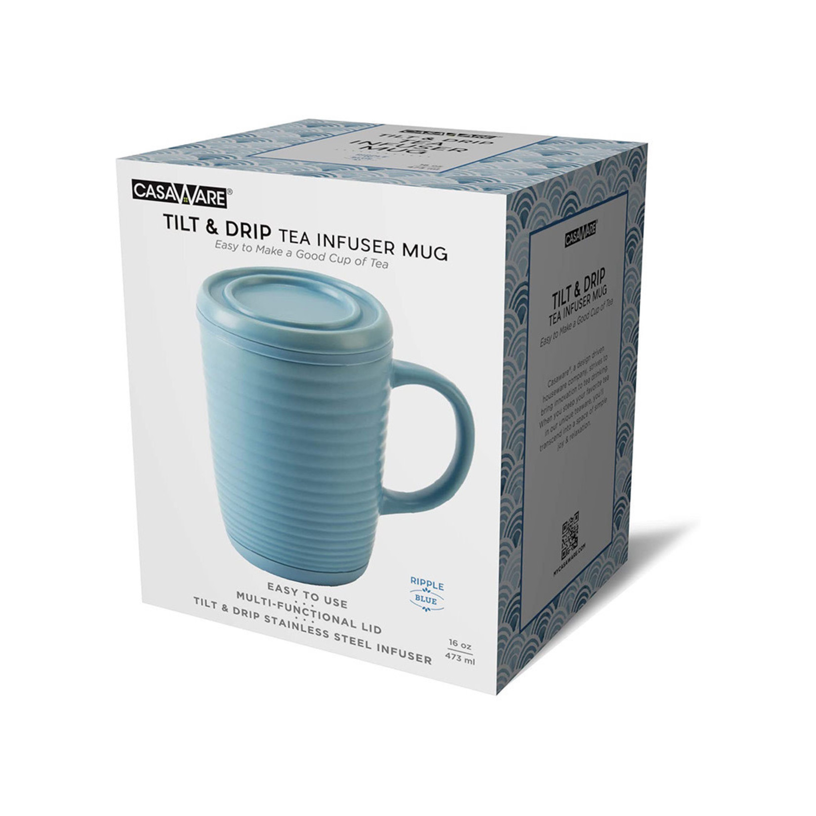casaWare Ripple Tea Infuser Mug - Blue