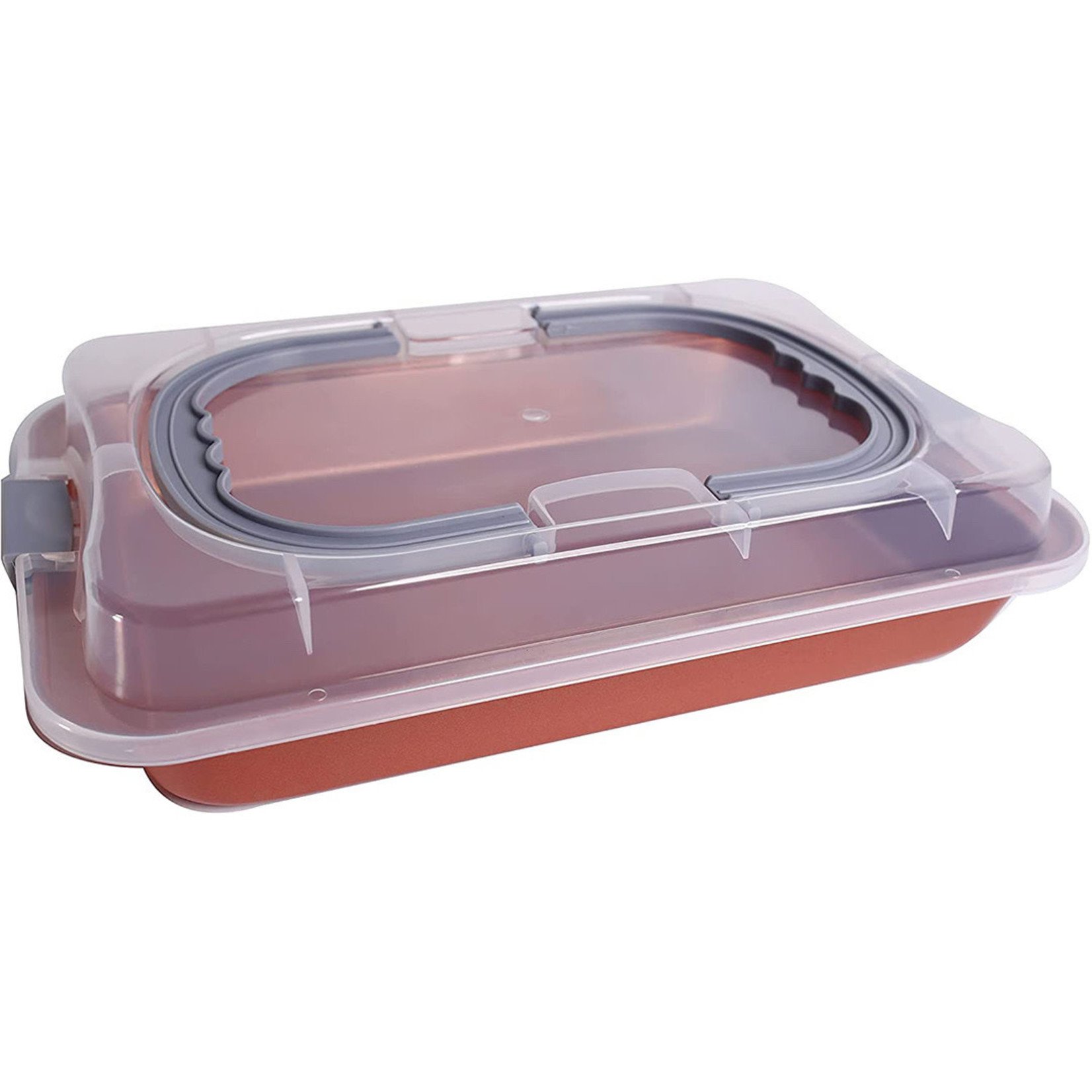 casaWare Covered Cake Pan - 9” x 13” x 2” - Rose Gold