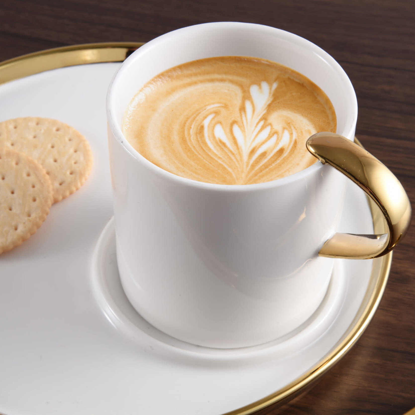 Pampa Bay Cappuccino Cup and Plate - White/Gold