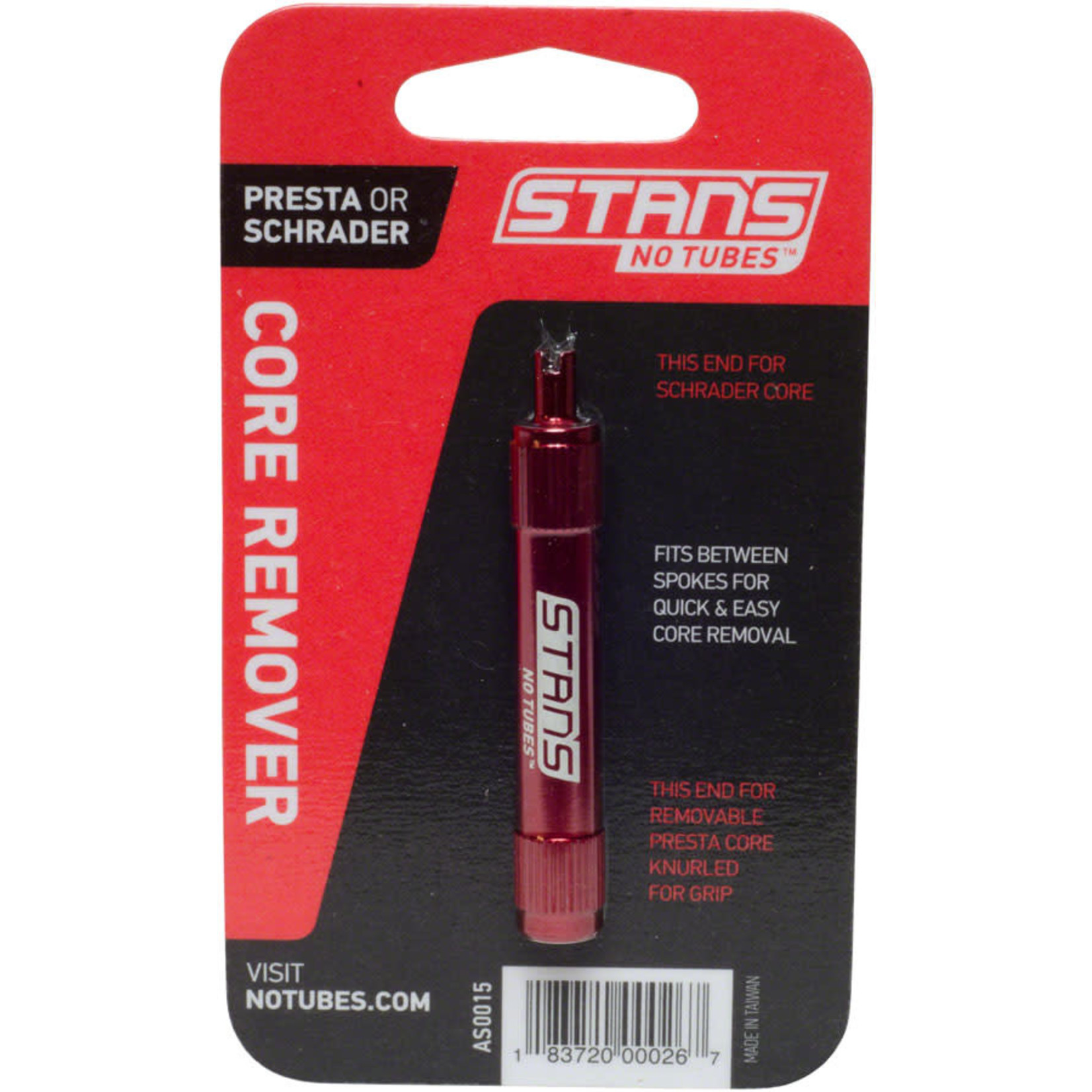 Stan's No Tubes Stan's Valve Core Remover, Schrader or Presta, Red