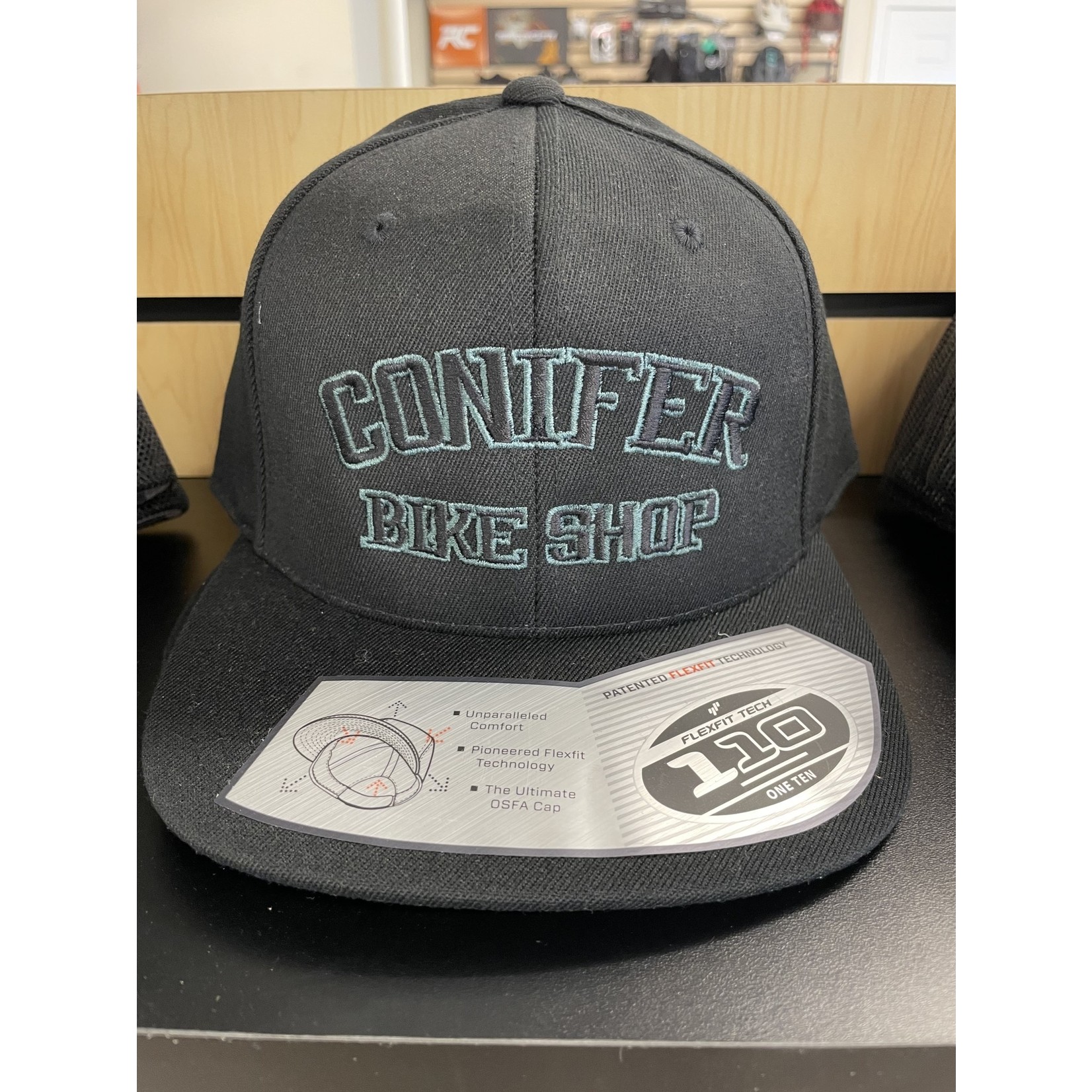 Conifer Bike Shop Conifer Bike Shop Hat - Black w/Green logo - Snap Back