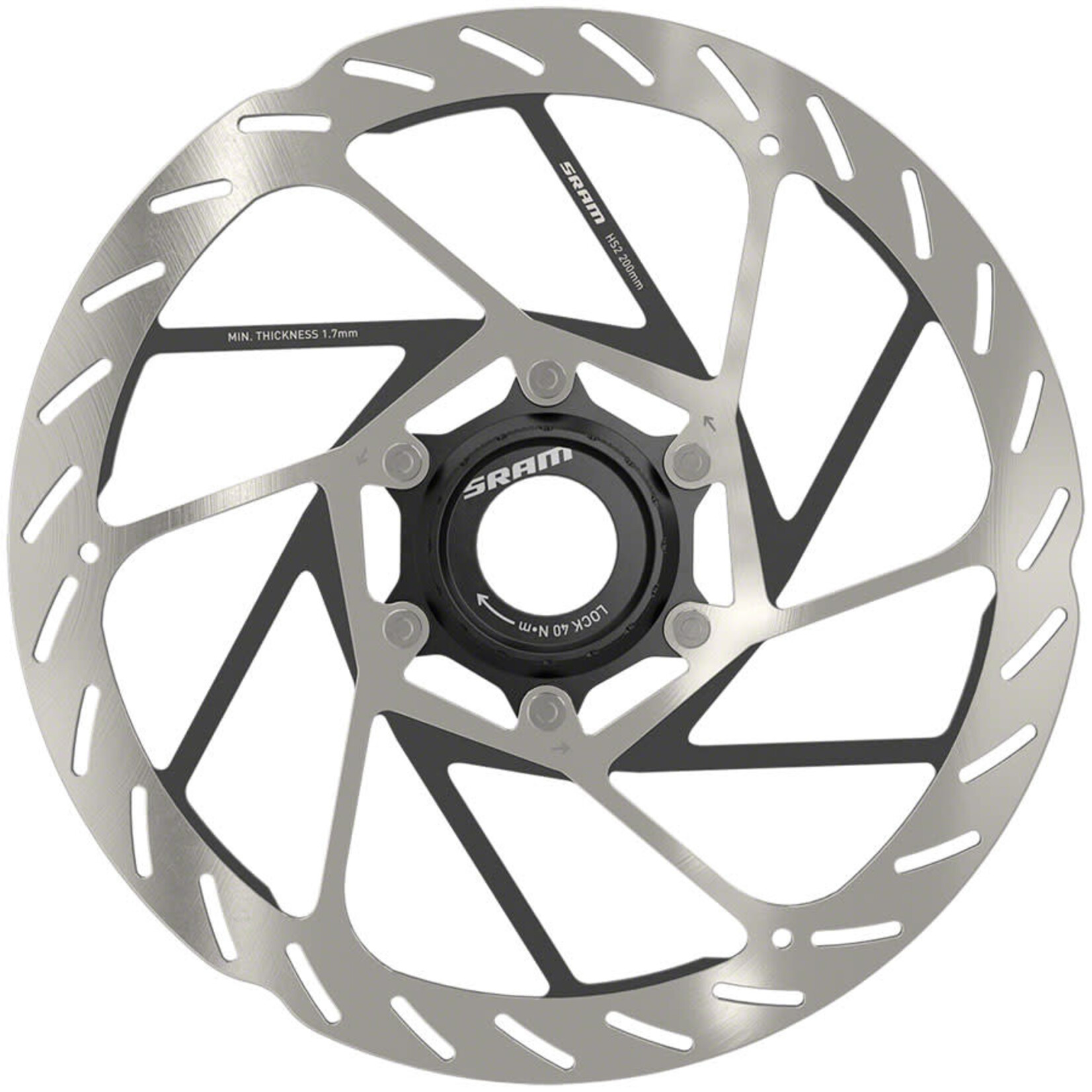 SRAM SRAM HS2 Disc Brake Rotor - 200mm Center Lock Rounded Silver/Black