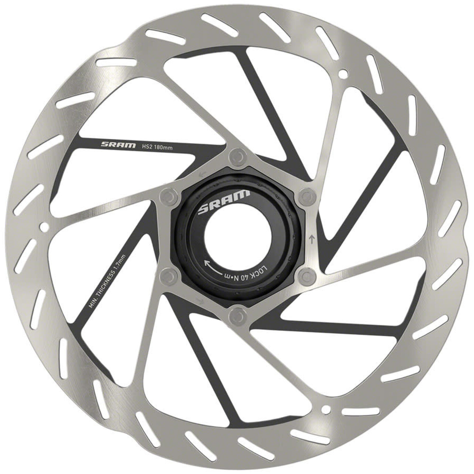 SRAM SRAM HS2 Disc Brake Rotor - 180mm Center Lock Rounded Silver/Black