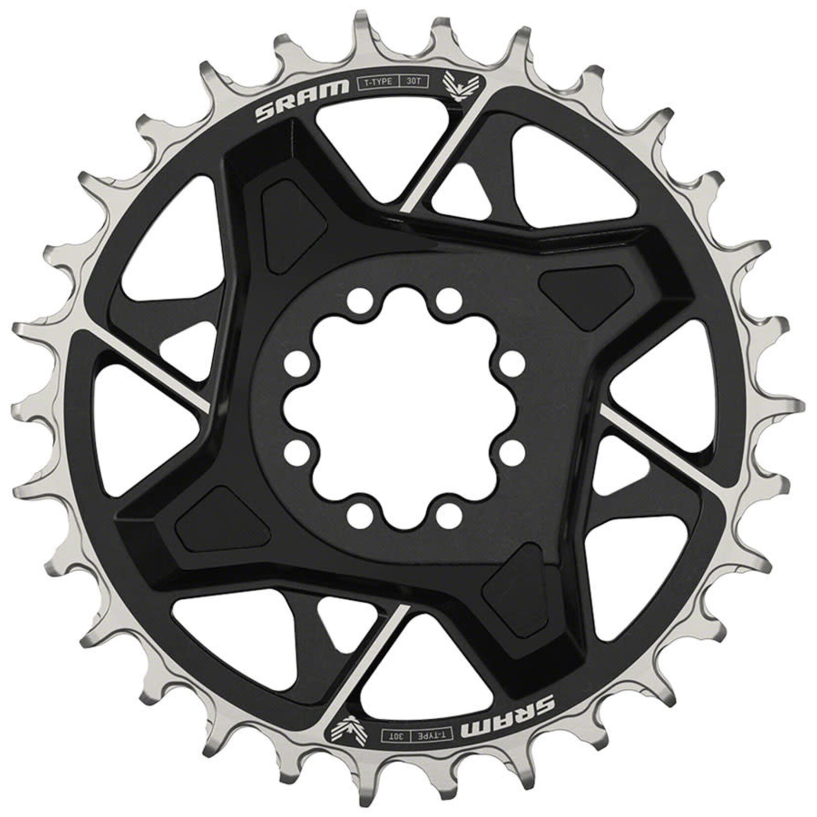SRAM SRAM X0 Eagle T-Type Direct Mount Chainring - 30t, 12-Speed, 8-Bolt Direct Mount, 3mm Offset, Aluminum, Black, D1