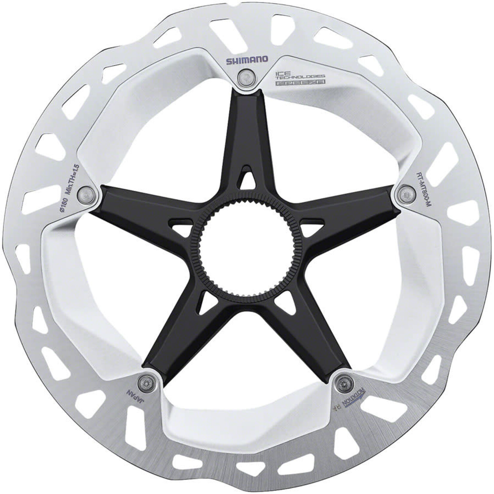 Shimano Shimano Deore XT RT-MT800-M Disc Brake Rotor with External Lockring - 180mm, Center Lock, Silver/Black