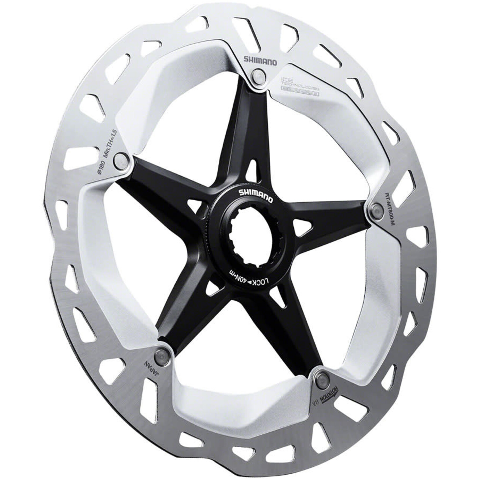Shimano Shimano Deore XT RT-MT800-M Disc Brake Rotor with External Lockring - 180mm, Center Lock, Silver/Black