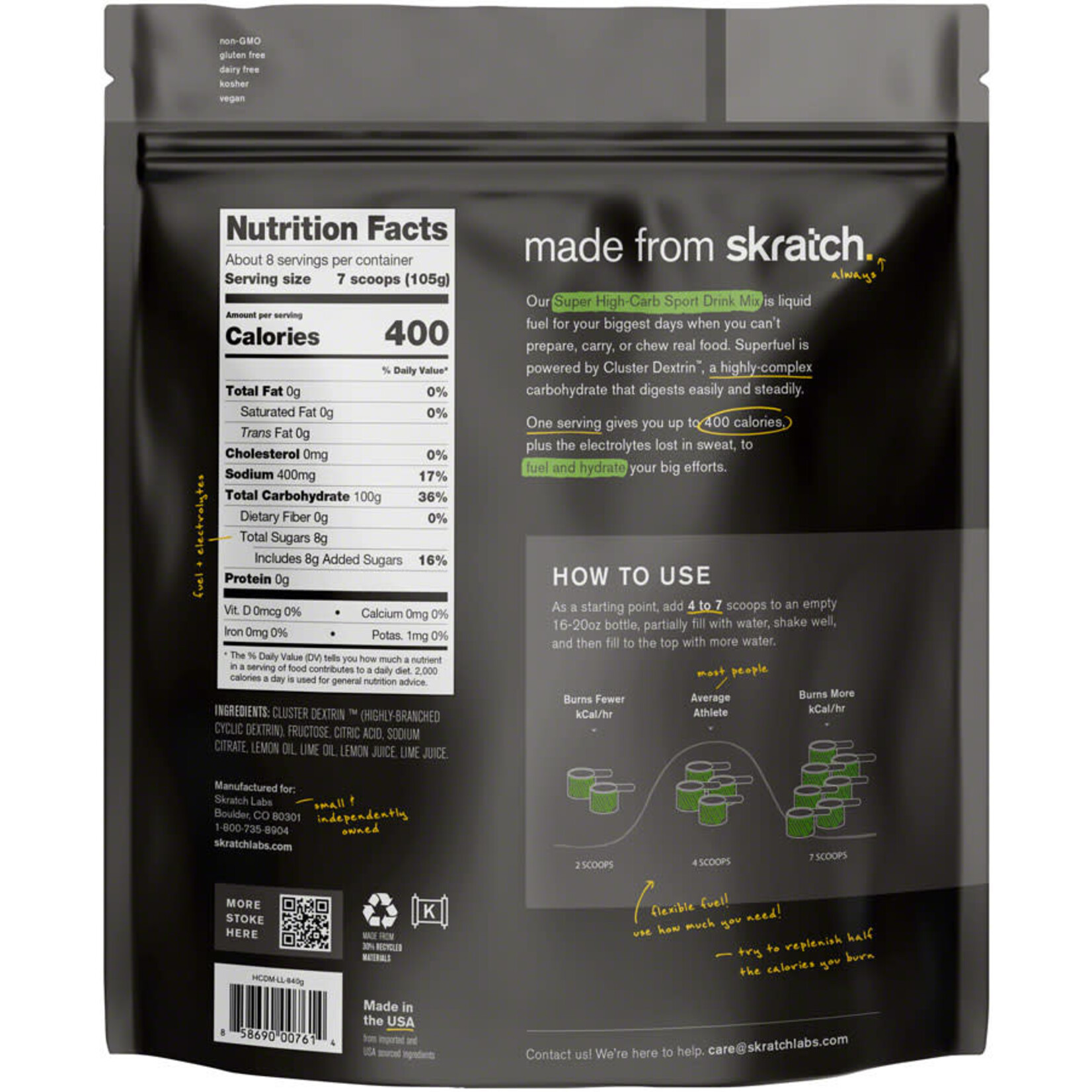 Skratch Labs Skratch Labs Super High-Carb Sport Drink Mix - Lemon and Lime, 8 Serving Pouch