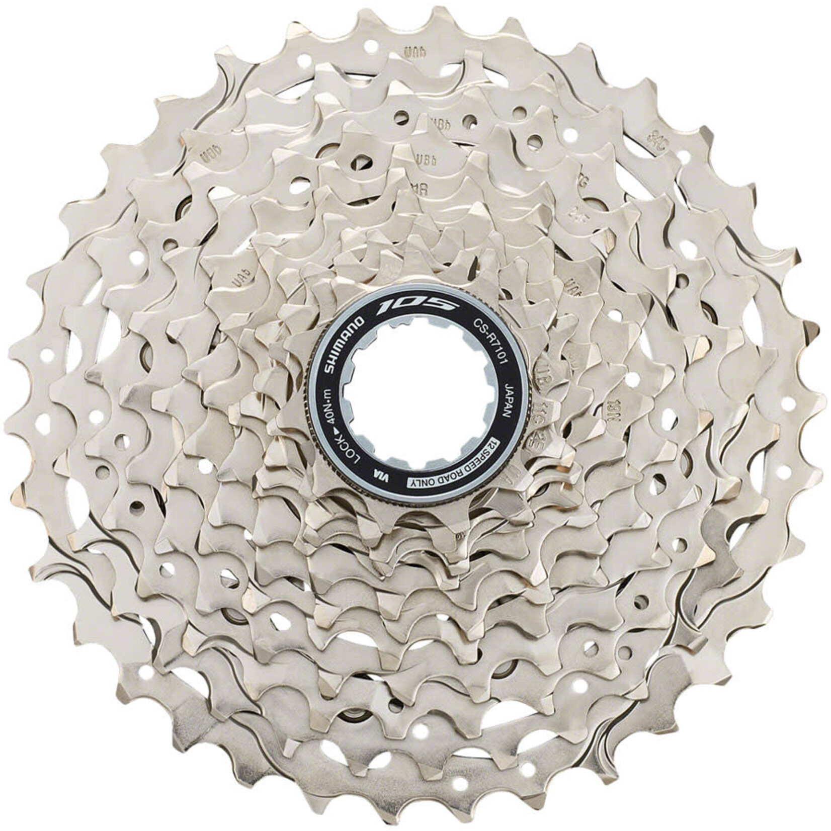 Shimano Shimano 105 CS-R7101-12 Cassette - 12-Speed, 11-34t, HG L2, Silver