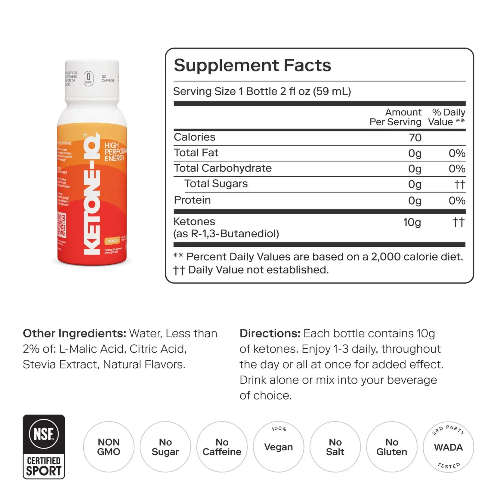 Ketone-IQ Ketone-IQ Classic - Peach 2oz single serve - 6ct box