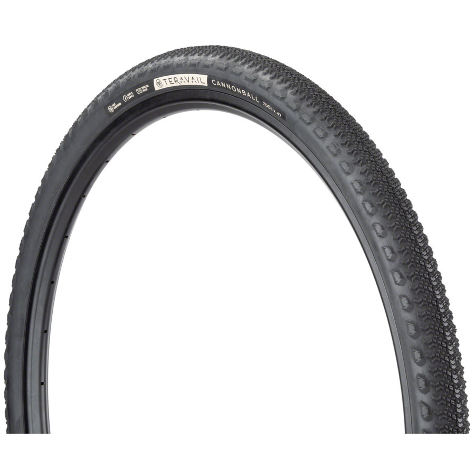 Teravail Teravail Cannonball Tire - 700 x 47, Tubeless, Folding, Black, Durable