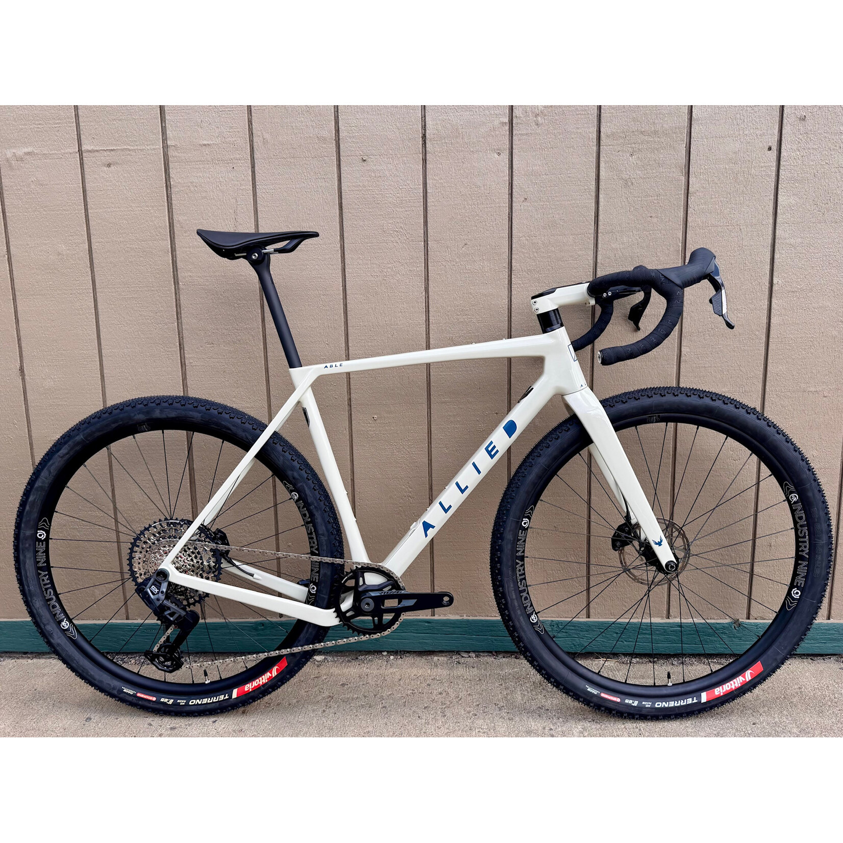 Allied Cycle Works Allied Able - SRAM Force AXS Mullet, Industry Nine GRCX w/ 29x2.25 - ECRU (Beige) / Cavalry Blue Logos- 56cm