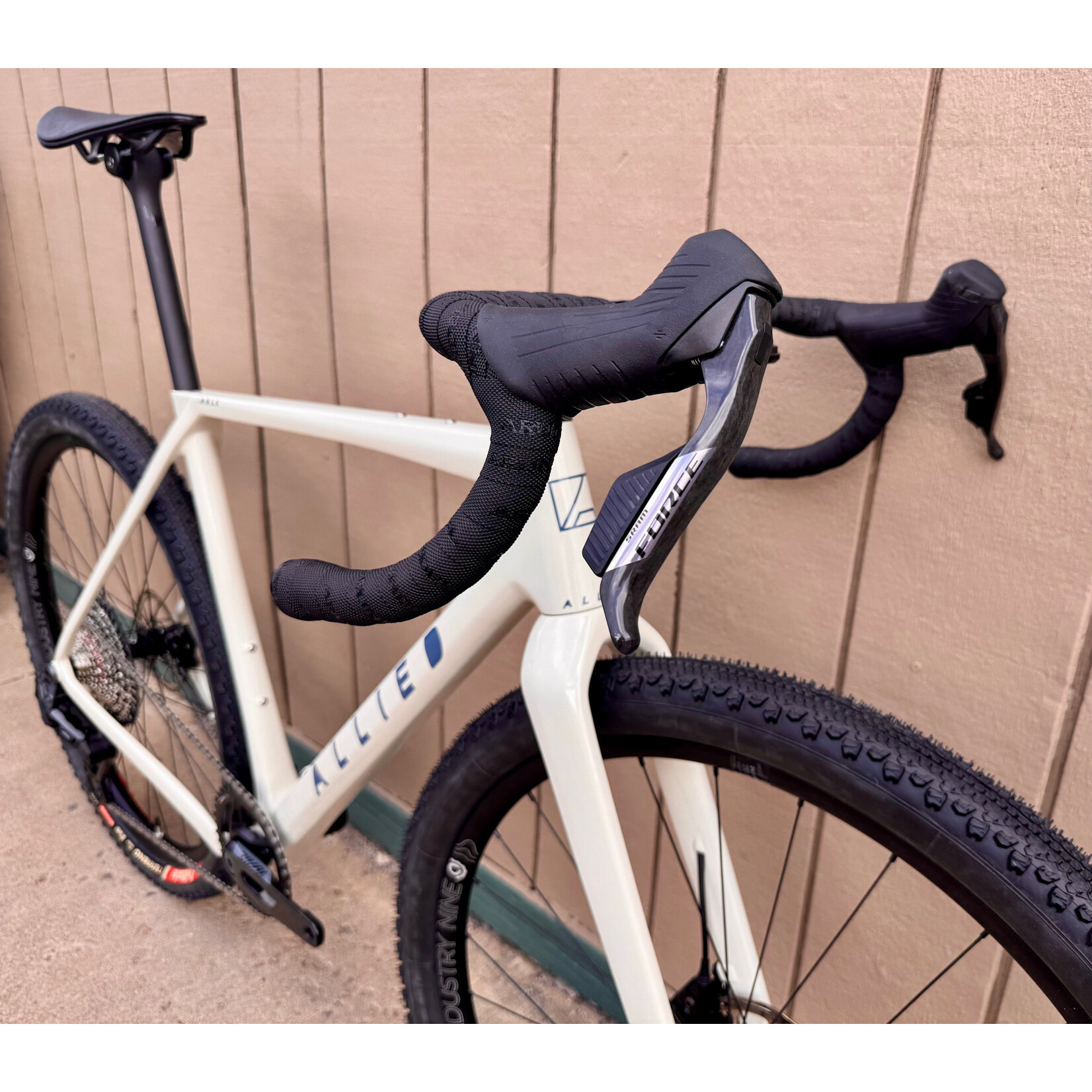 Allied Cycle Works Allied Able - SRAM Force AXS Mullet, Industry Nine GRCX w/ 29x2.25 - ECRU (Beige) / Cavalry Blue Logos- 56cm