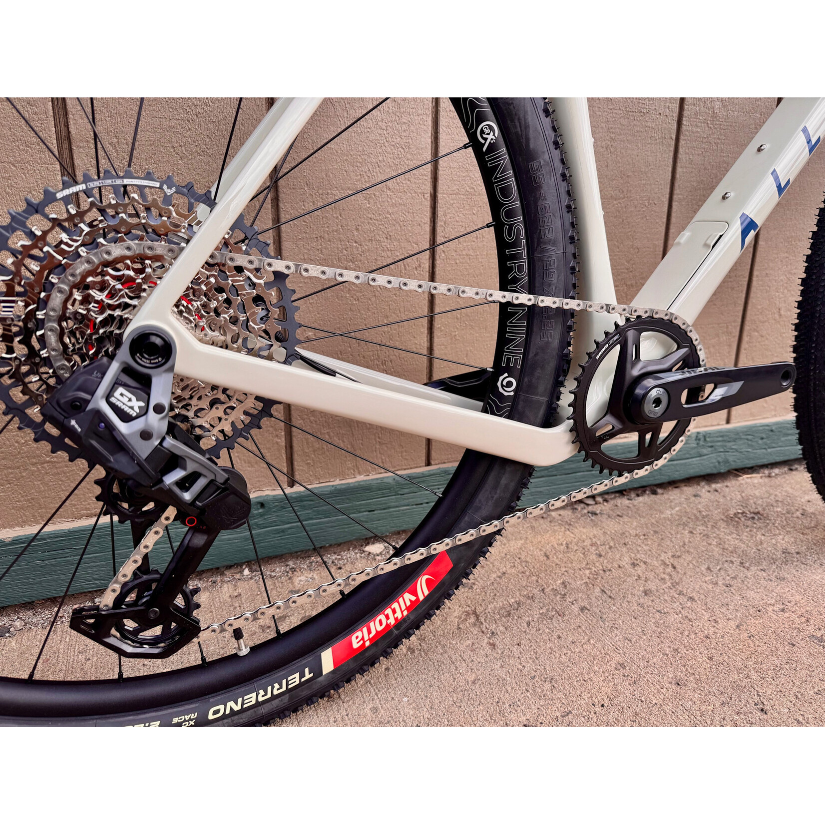 Allied Cycle Works DEMO Allied Able - SRAM Force AXS Mullet, Industry Nine GRCX w/ 29x2.25 - ECRU (Beige) / Cavalry Blue Logos- 56cm