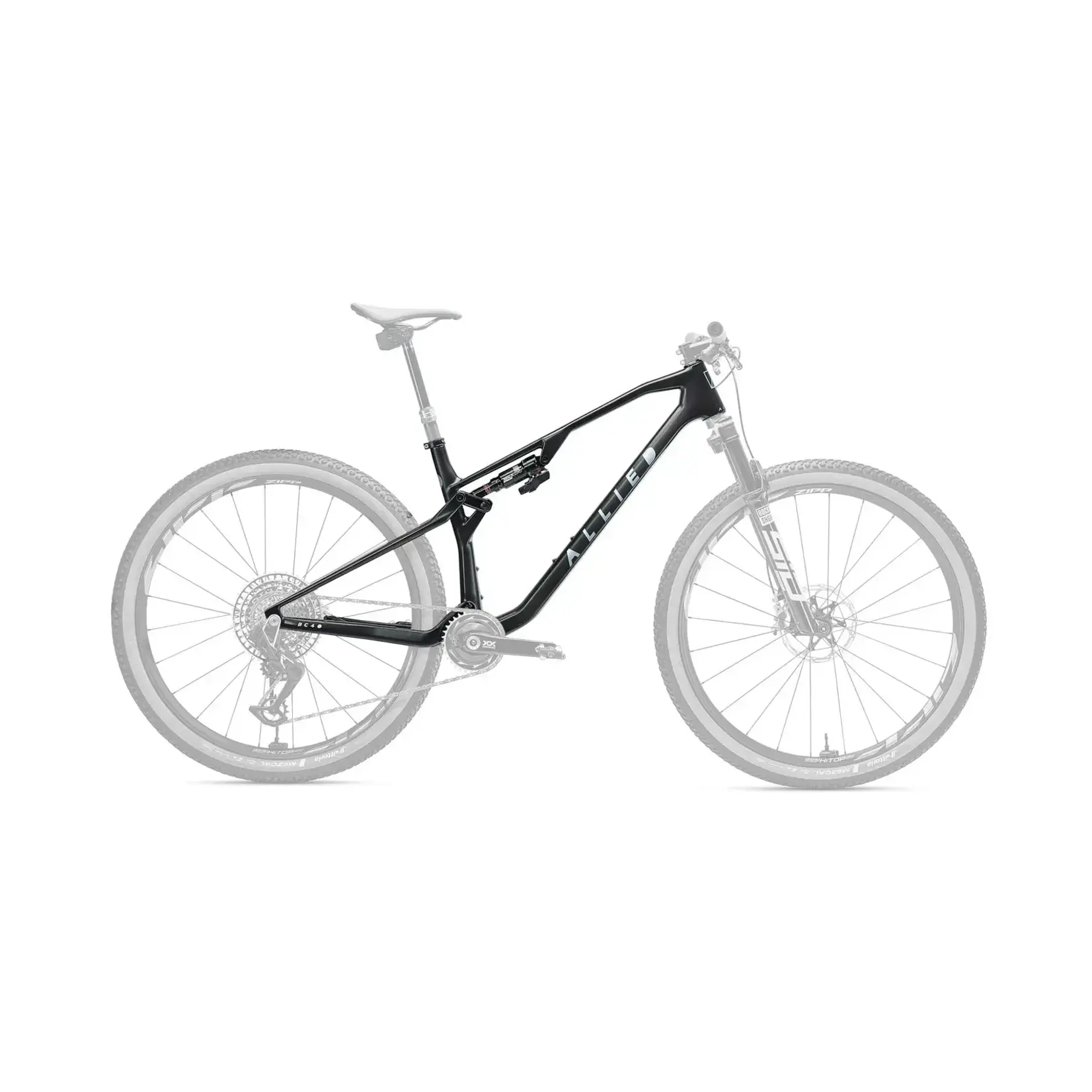 Allied Cycle Works DEMO Allied BC40, XO T-Type, Fox Factory 3 Position Remote, i9 Whisp Carbon Wheels - Raw Carbon w/ Silver Logo - XL
