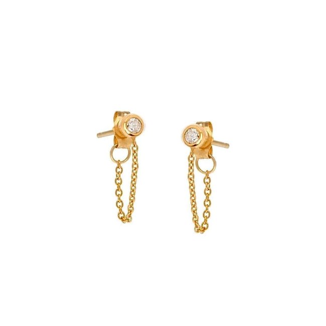 Sparkling Chain Stud Earrings Gold