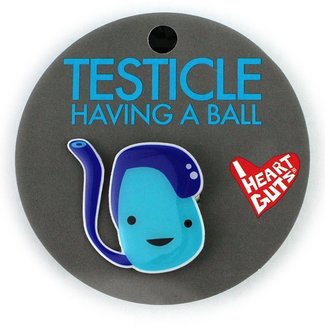 I Heart Guts Testicle  Lapel Pin - Having A Ball