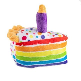 Haute Diggity Dog Rainbow Birthday Cake Slice Dog Toy