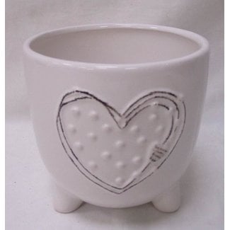 Action Imports White Dolomite with HEART Design (Fits 4" Pot)