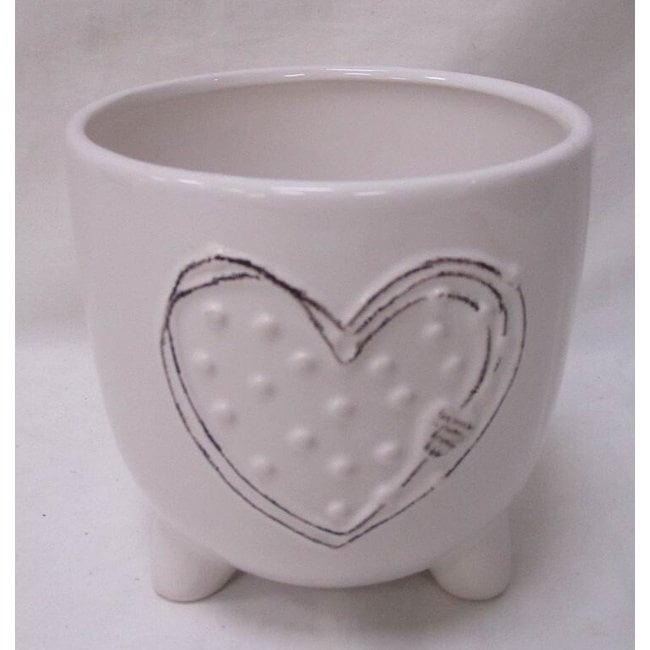 White Dolomite with HEART Design (Fits 4" Pot)