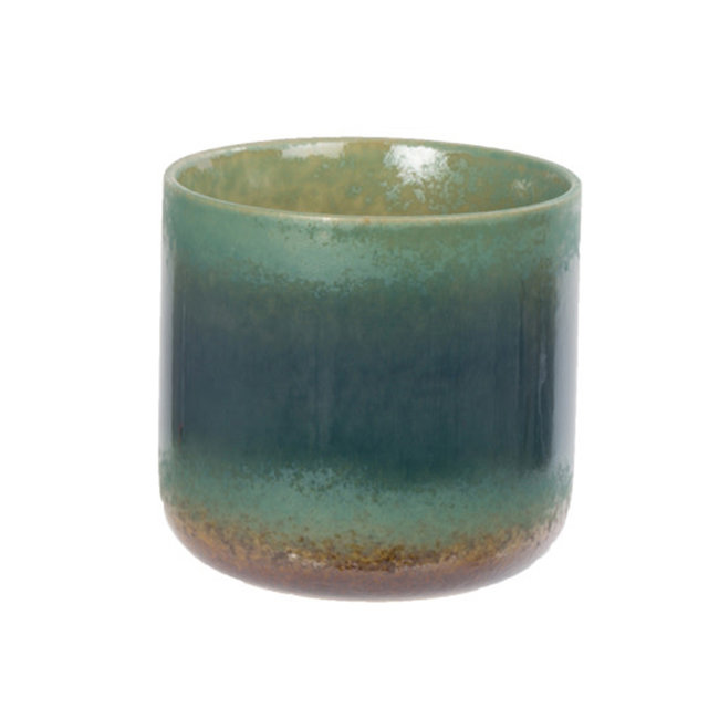 DARK GREEN Triple-Glazed Ceramic Planter,  4.25"D x 4"H