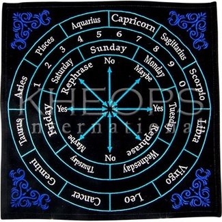 Kheops International Pendulum Velvet Mat Black and Blue Astrology 12"x12"
