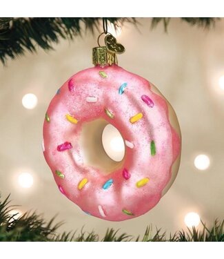 Old World Christmas Pink Frosted Donut Ornament