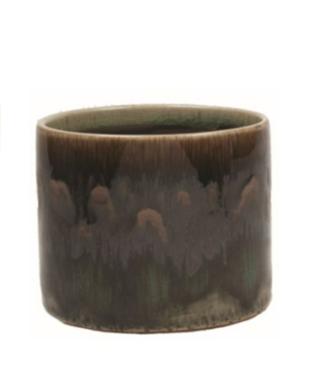Brown/Green Reactive Glaze Luxe Cylinder Ceramic
