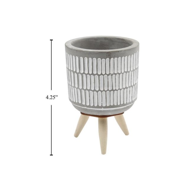 Concrete Planter with Wood Legs (Grey)