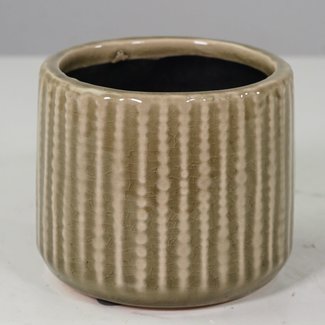 Action Imports Cognac Dotted Line Ceramic Pot (Fits 4" Pot)