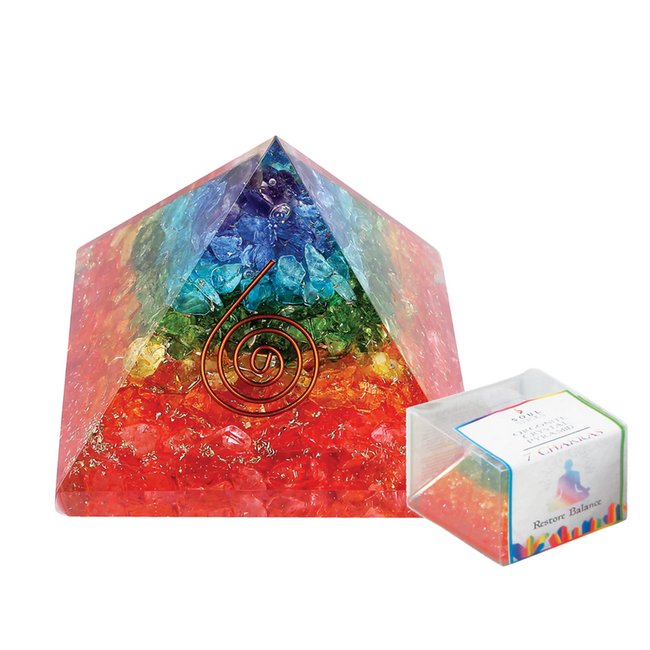 7 Chakras Orgonite Crystal Pyramid W/ Copper