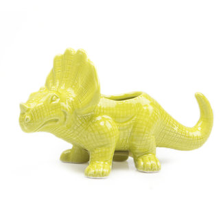 Chive Lime Green  Ceramic - Triceratops Planter