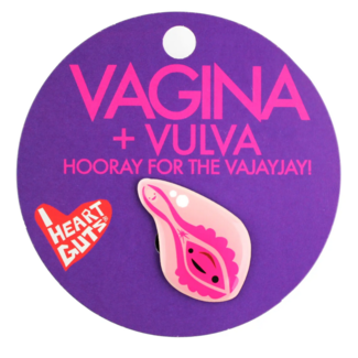 I Heart Guts Sparkly Vagina + Vulva Lapel Pin - Hooray for the Vajayjay!