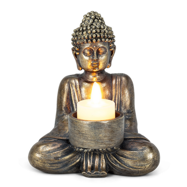 Silver Sitting Buddha Tealight Holder